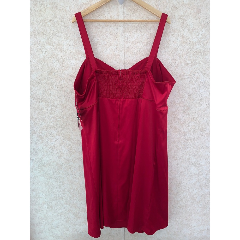 NWT R&K Originals Red Satin Bow Cocktail Dress Women Size 24 - Picture 4 of 14